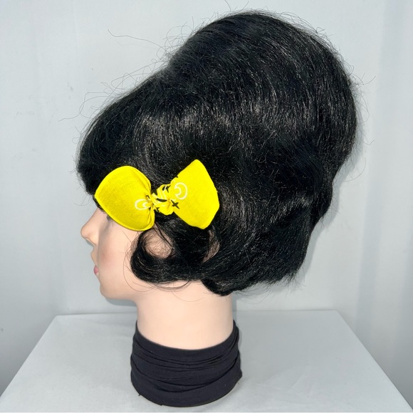 Yellow Paisley Rockabilly Bandana Knotted Hair Bow - Picture 6 of 11